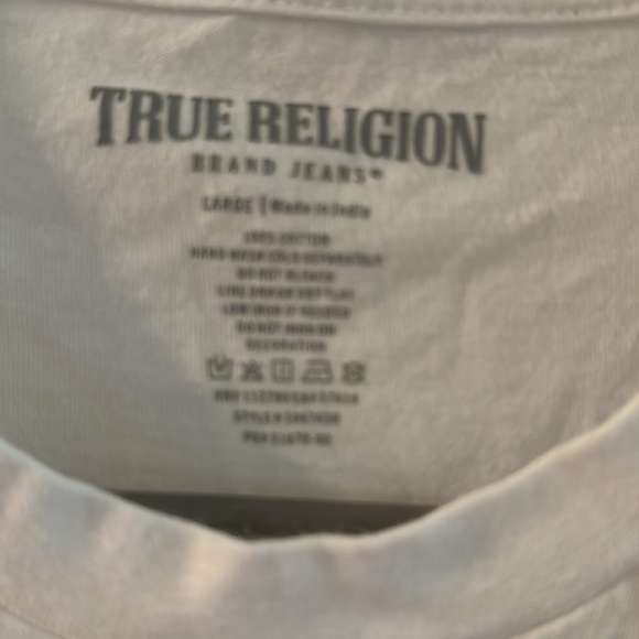 True Religion Buddha Graphic White and Orange Short Sleeve Tee size Large - Picture 3 of 4